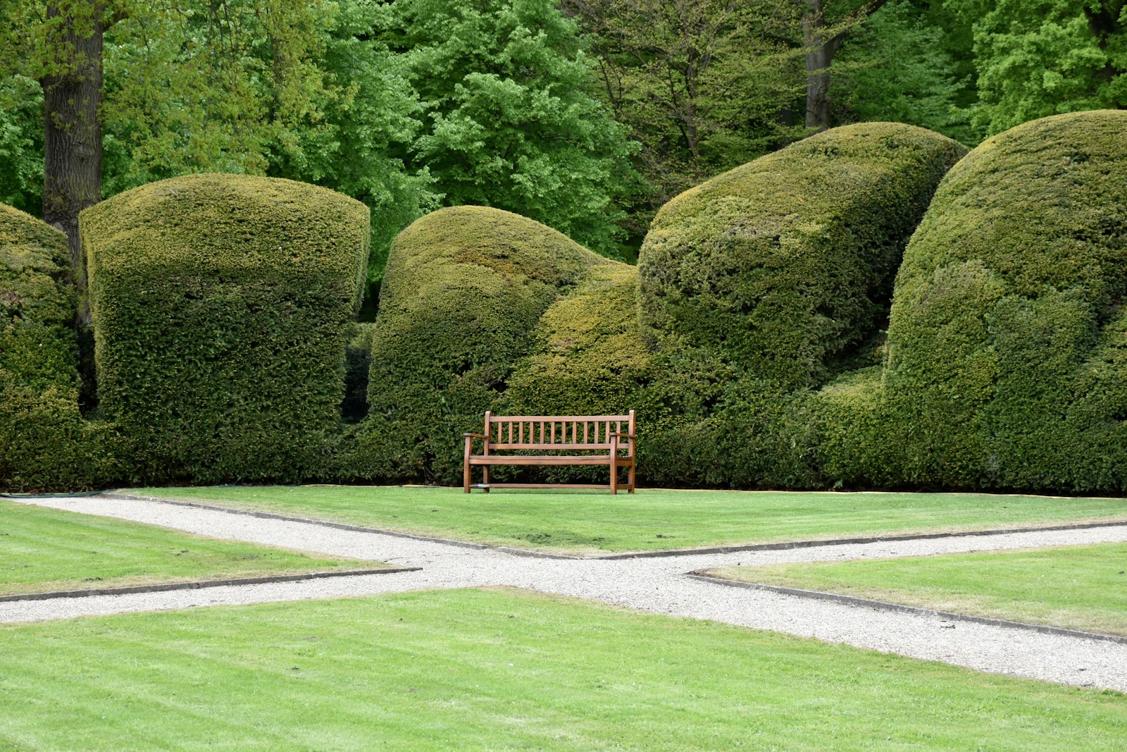 Bordure de jardin béton, massifs bien délimités et haies taillées